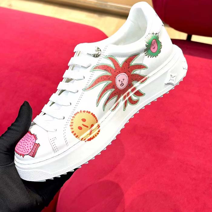 Louis Vuitton Women LV Time Out Sneaker White Printed Calf Leather Monogram Flowers