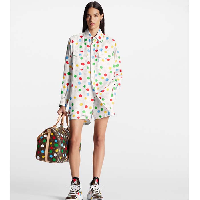 Louis Vuitton Women LV x YK Painted Dots Masculine Shirt Silk White Regular Fit