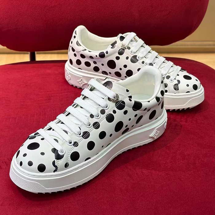 Louis Vuitton Women LV x YK Time Out Sneaker White Printed Calf Leather Monogram Flowers