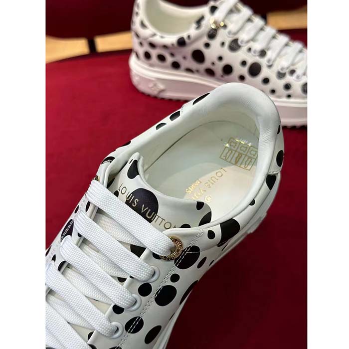 Louis Vuitton Women LV x YK Time Out Sneaker White Printed Calf Leather Monogram Flowers