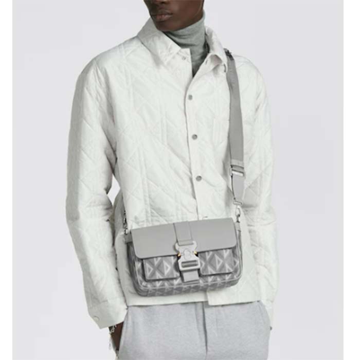 dior unisex hit the road bag strap gray cd Di*m*nd canvas smooth calfskin