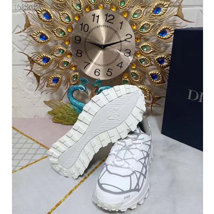 Dior Unisex Shoes CD B31 Runner Sneaker White Technical Mesh Gray Rubber Warped Cannage