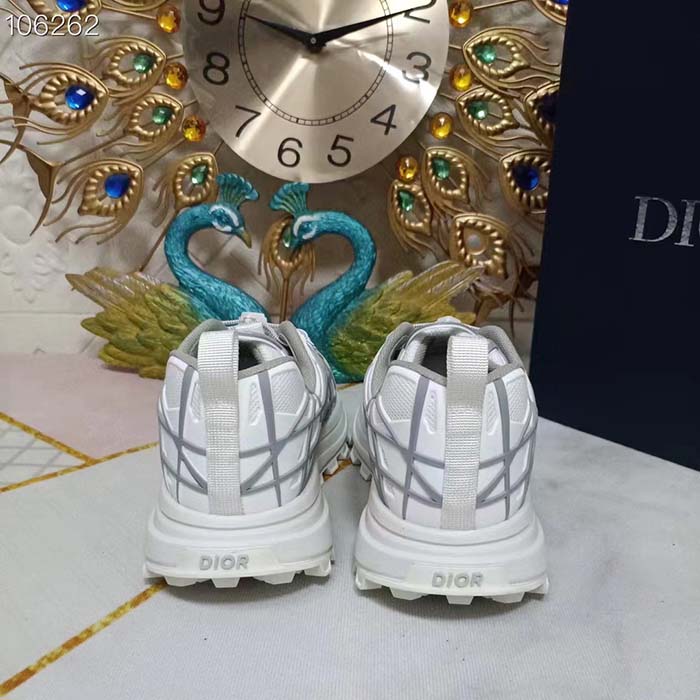 Dior Unisex Shoes CD B31 Runner Sneaker White Technical Mesh Gray Rubber Warped Cannage