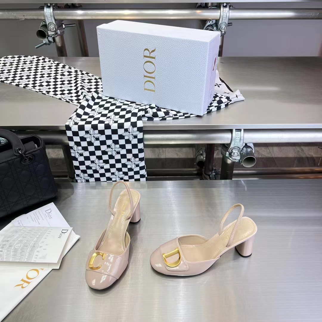 Dior Women CD C’est Dior Slingback Pump Nude Patent Calfskin Stretch Leather