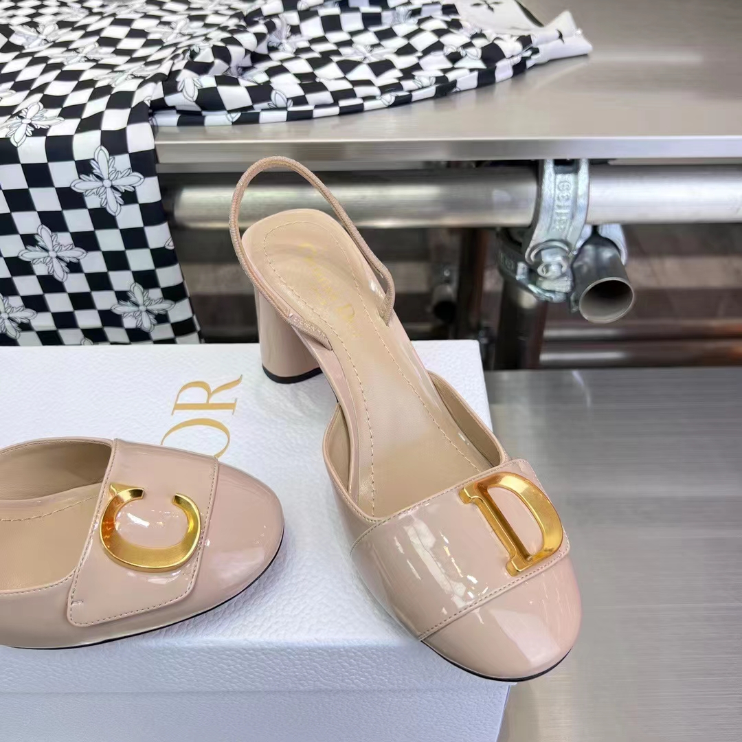 Dior Women CD C’est Dior Slingback Pump Nude Patent Calfskin Stretch Leather