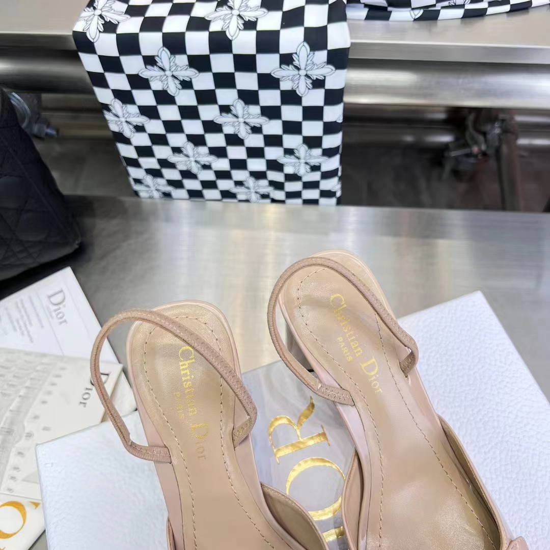 Dior Women CD C’est Dior Slingback Pump Nude Patent Calfskin Stretch Leather