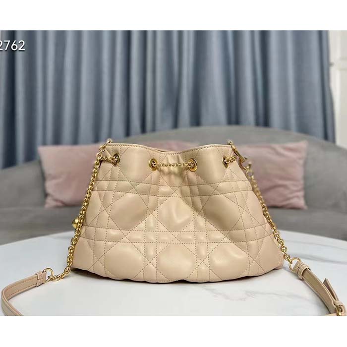 Dior Women CD Medium Ammi Bag Sand Pink Supple Macrocannage Lambskin