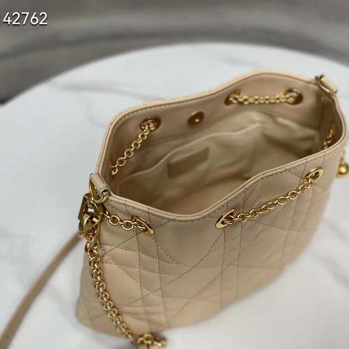 Dior Women CD Medium Ammi Bag Sand Pink Supple Macrocannage Lambskin