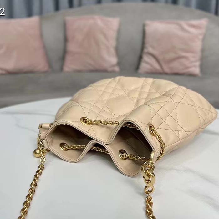 Dior Women CD Medium Ammi Bag Sand Pink Supple Macrocannage Lambskin