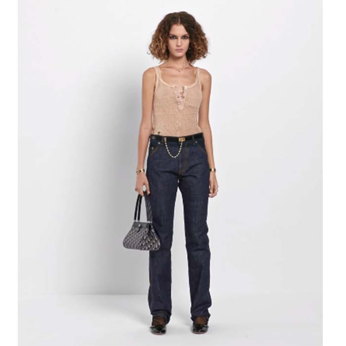 Dior Women CD Medium Dior Key Bag Blue Dior Oblique Jacquard