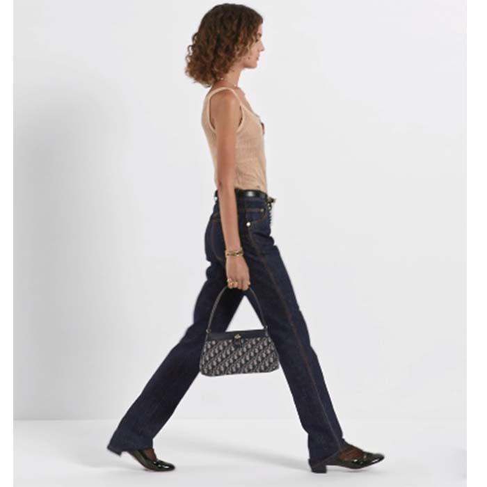 Dior Women CD Medium Dior Key Bag Blue Dior Oblique Jacquard