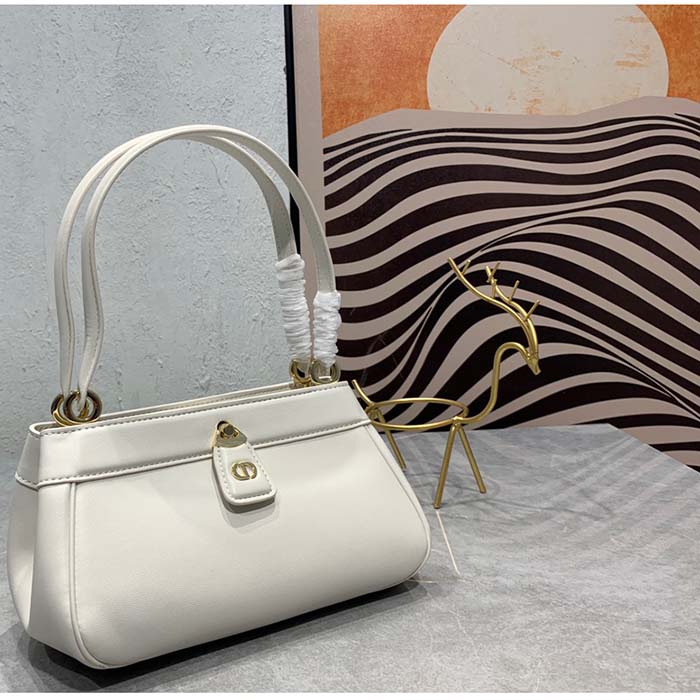 Dior Women CD Medium Dior Key Bag Dusty Ivory Box Calfskin