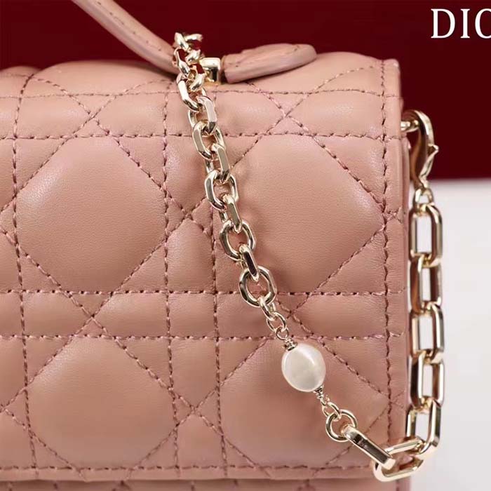 Dior Women CD Miss Dior Mini Bag Light Pink Cannage Lambskin