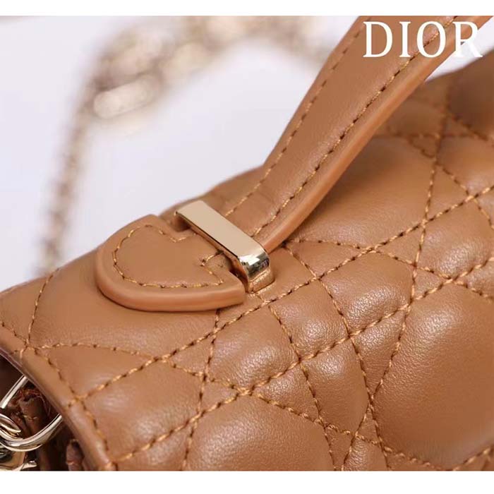 Dior Women CD Miss Dior Mini Bag Medium Tan Cannage Lambskin