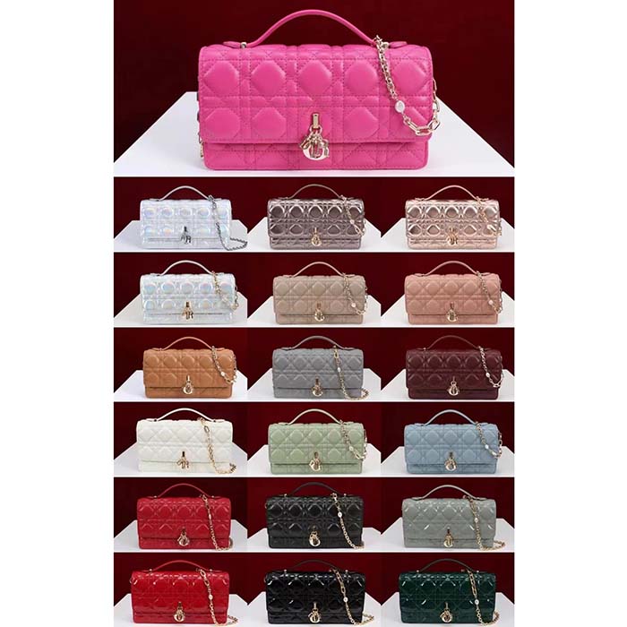 Dior Women CD Miss Dior Mini Bag Light Pink Cannage Lambskin