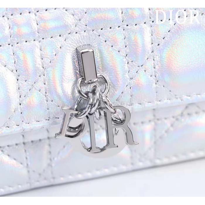 Dior Women CD Miss Dior Mini Bag Silver Metallic Leather Lambskin