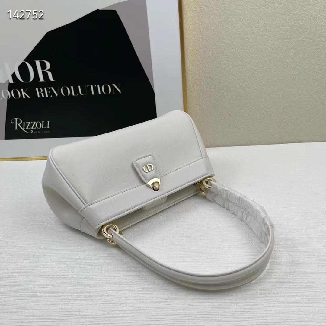 Dior Women CD Small Dior Key Bag Dusty Ivory Box Calfskin