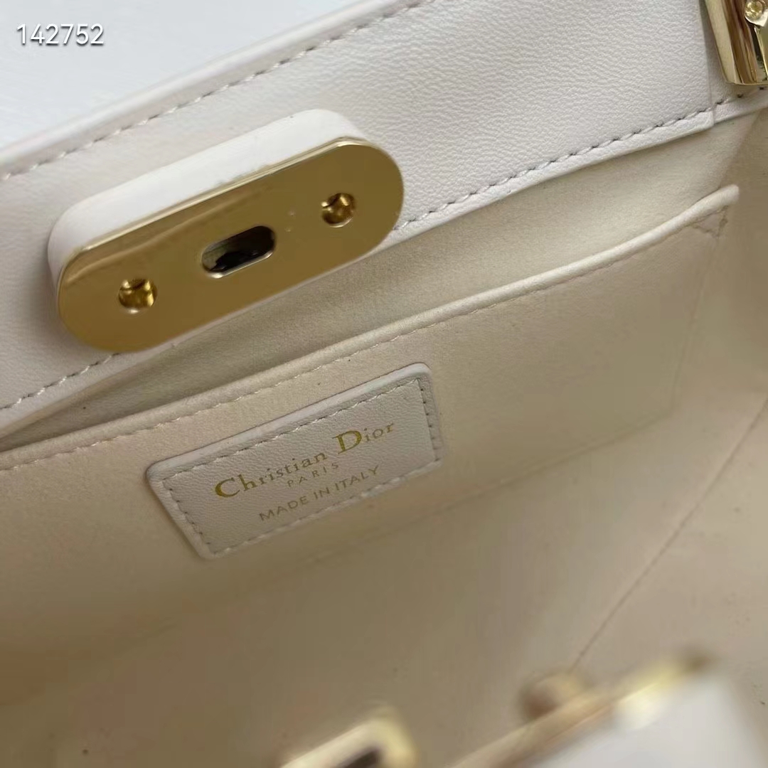 Dior Women CD Small Dior Key Bag Dusty Ivory Box Calfskin