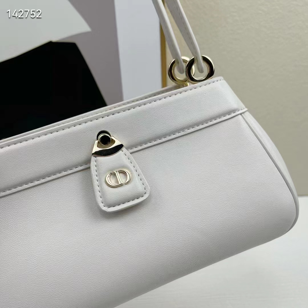 Dior Women CD Small Dior Key Bag Dusty Ivory Box Calfskin