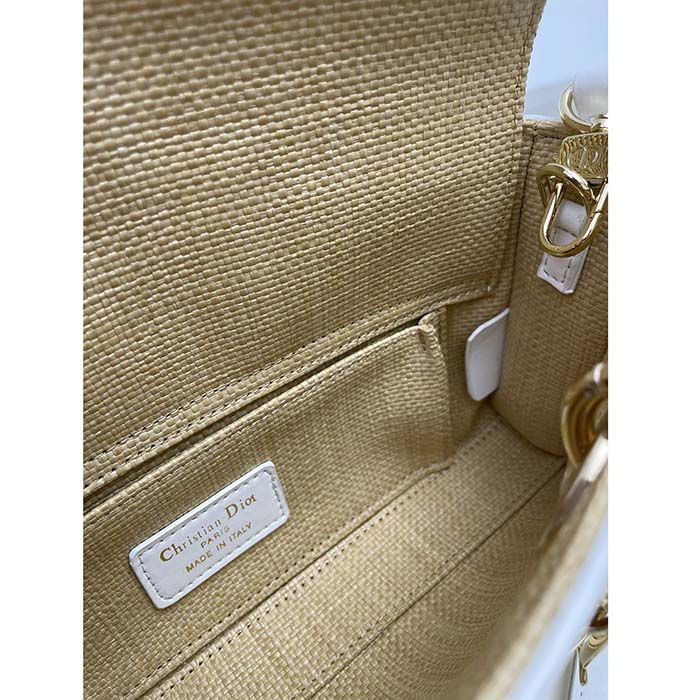 Dior Women CD Small Lady D-Joy Bag Natural Macrocannage Raffia