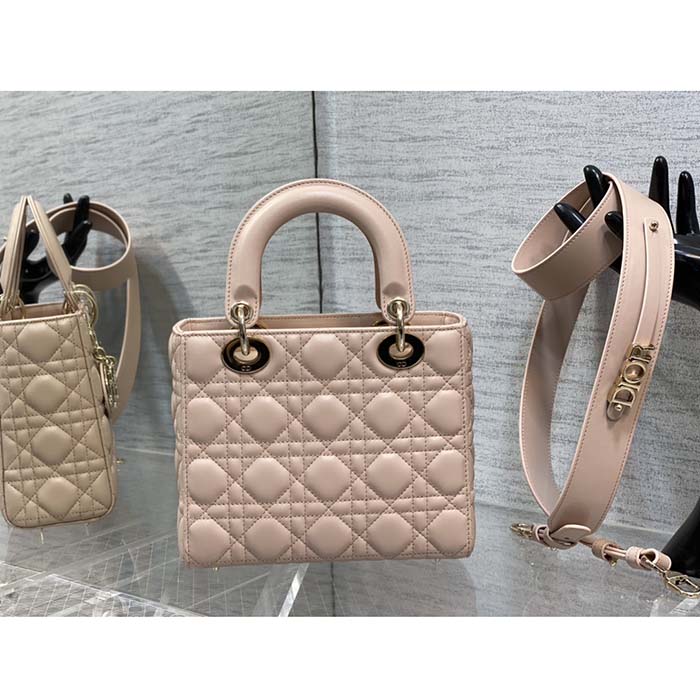 Dior Women CD Small Lady Dior My ABCDior Bag Beige Cannage Lambskin