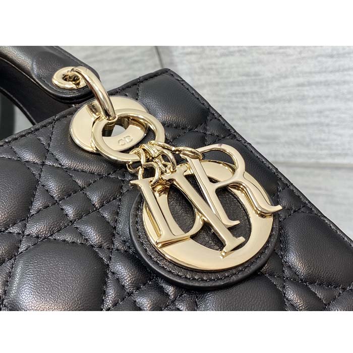 Dior Women CD Small Lady Dior My ABCDior Bag Black Cannage Lambskin