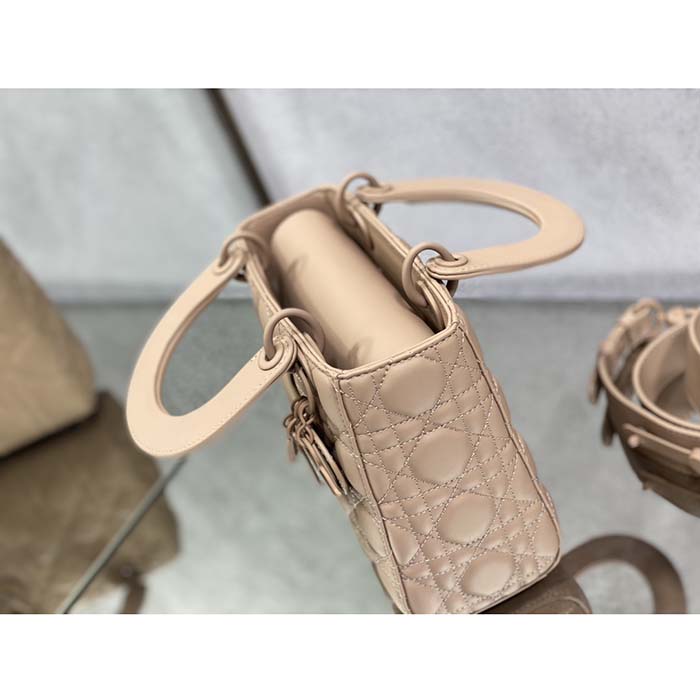 Dior Women CD Small Lady Dior My ABCDior Bag Blush Ultramatte Cannage Calfskin