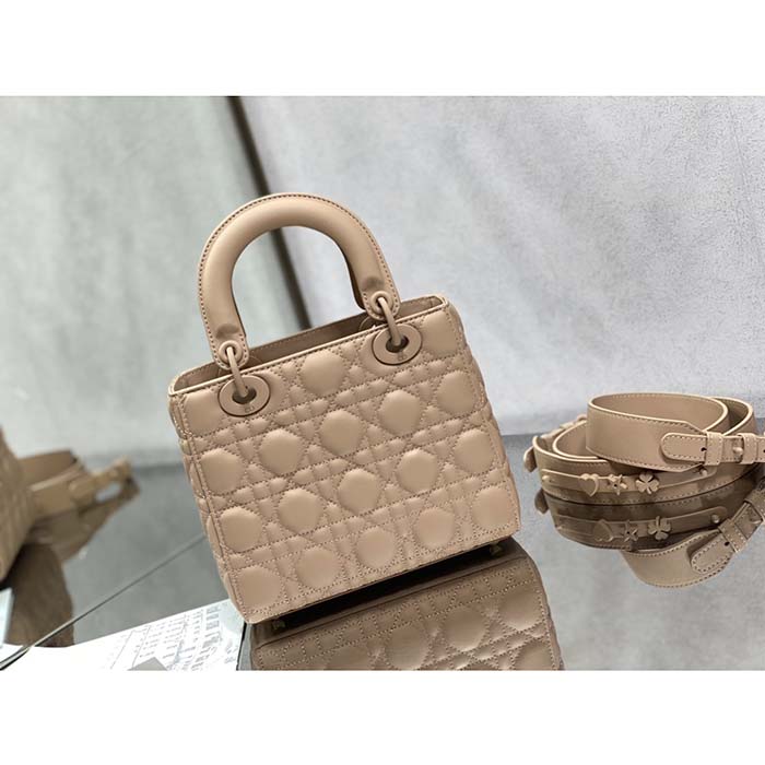 Dior Women CD Small Lady Dior My ABCDior Bag Blush Ultramatte Cannage Calfskin