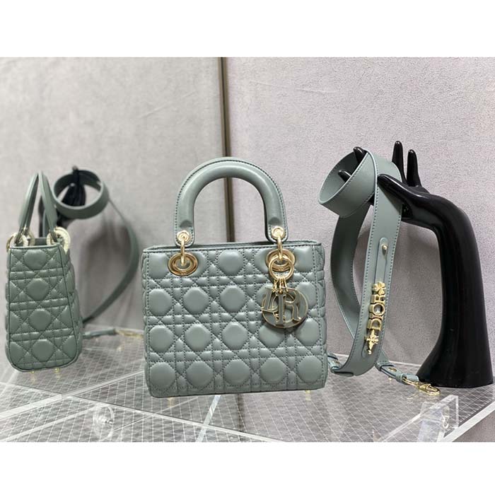Dior Women CD Small Lady Dior My ABCDior Bag Cedar Green Cannage Lambskin