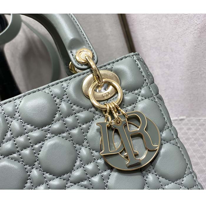 Dior Women CD Small Lady Dior My ABCDior Bag Cedar Green Cannage Lambskin