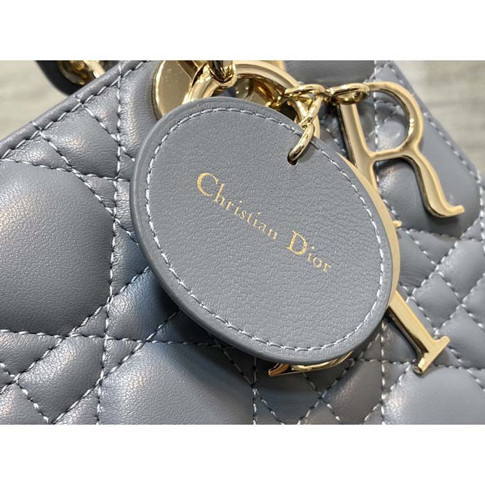 Dior Women CD Small Lady Dior My ABCDior Bag Cloud Blue Cannage Lambskin