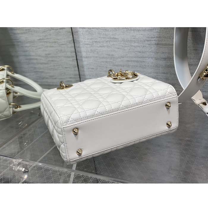 Dior Women CD Small Lady Dior My ABCDior Bag Dusty Ivory Cannage Lambskin