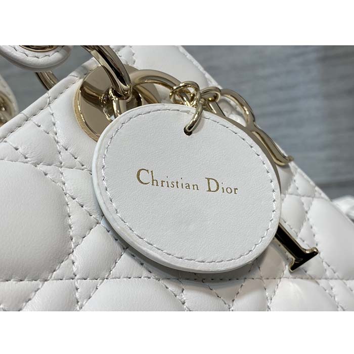 Dior Women CD Small Lady Dior My ABCDior Bag Dusty Ivory Cannage Lambskin