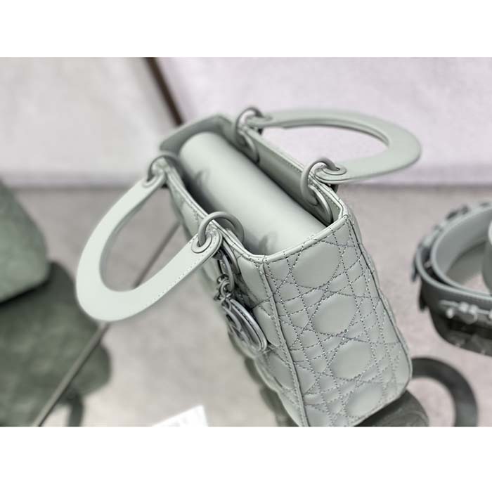 Dior Women CD Small Lady Dior My ABCDior Bag Ultramatte Gray Stone Cannage Calfskin
