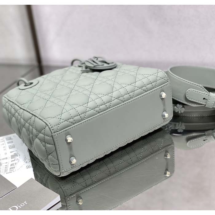 Dior Women CD Small Lady Dior My ABCDior Bag Ultramatte Gray Stone Cannage Calfskin