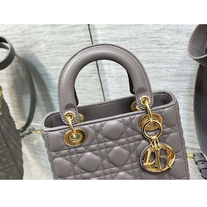 Dior Women CD Small Lady Dior My ABCDior Bag Warm Taupe Cannage Lambskin