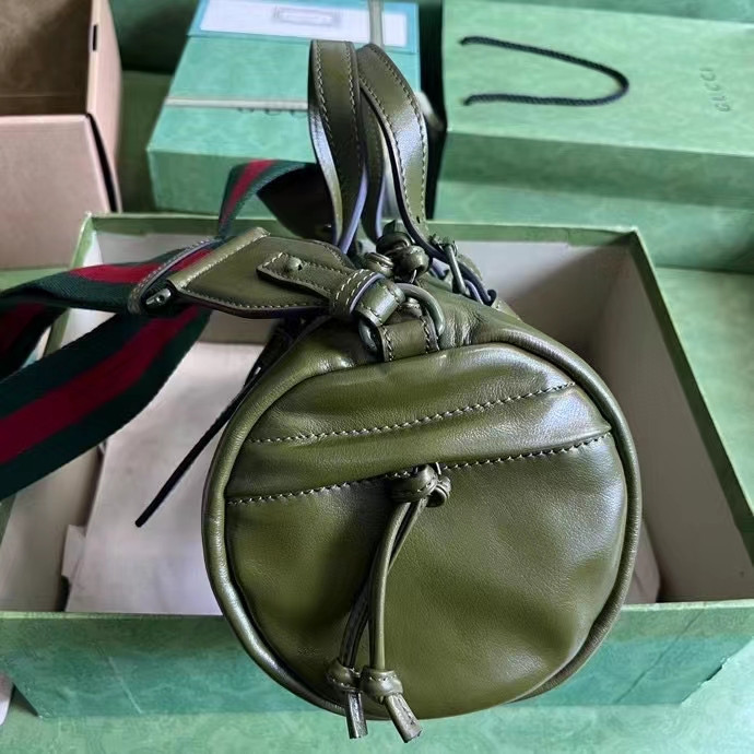 G*u*i gg unisex small duffle bag tonal double g forest green leather