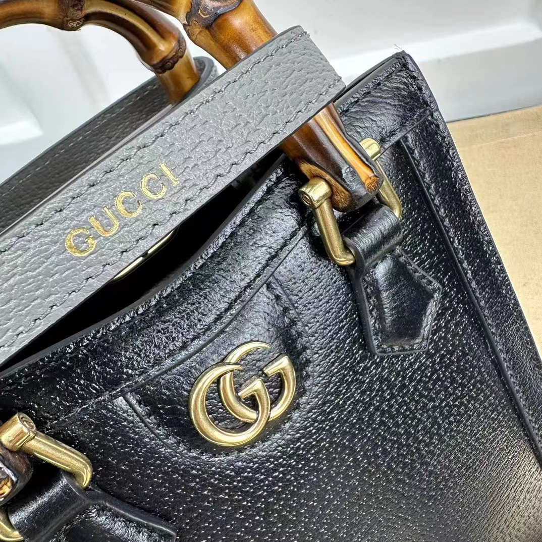 G*u*i gg women G*u*i diana mini tote bag double g black leather