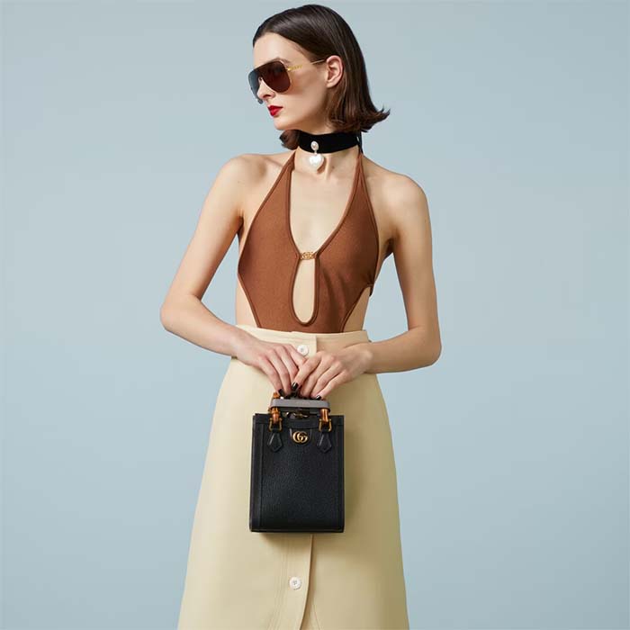 G*u*i gg women G*u*i diana mini tote bag double g black leather