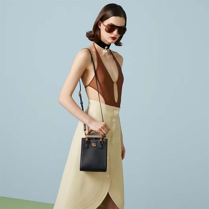 G*u*i gg women G*u*i diana mini tote bag double g black leather