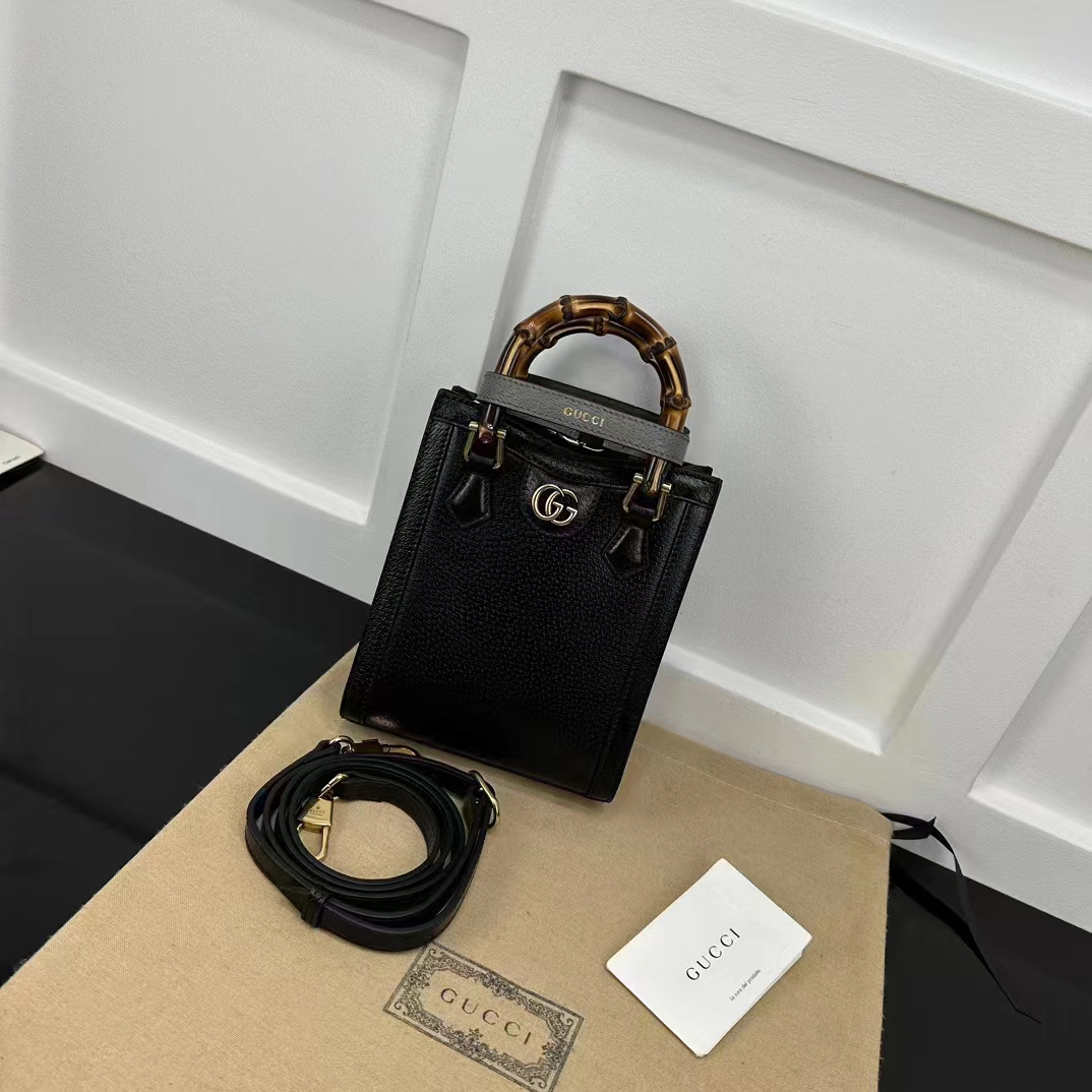 G*u*i gg women G*u*i diana mini tote bag double g black leather