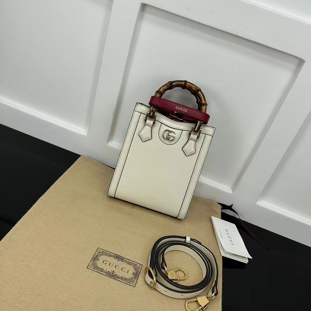 G*u*i gg women G*u*i diana mini tote bag double g white leather