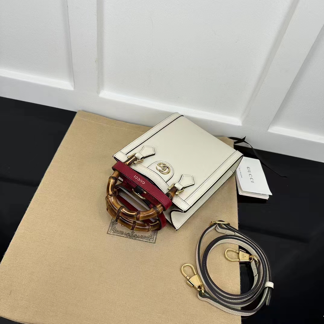 G*u*i gg women G*u*i diana mini tote bag double g white leather