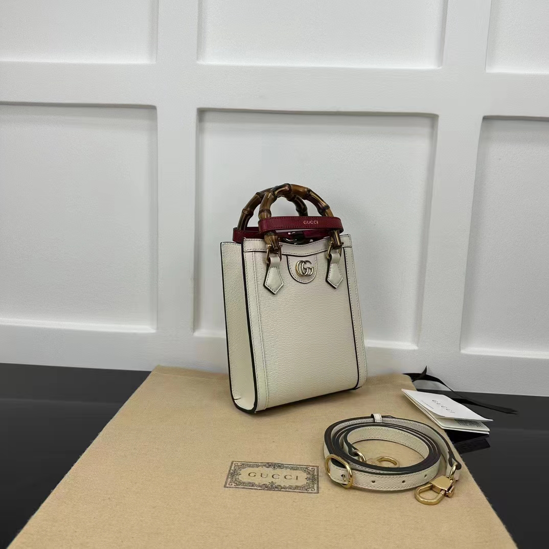 G*u*i gg women G*u*i diana mini tote bag double g white leather