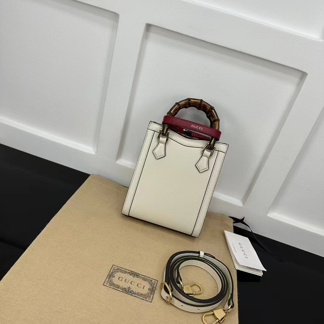 G*u*i gg women G*u*i diana mini tote bag double g white leather