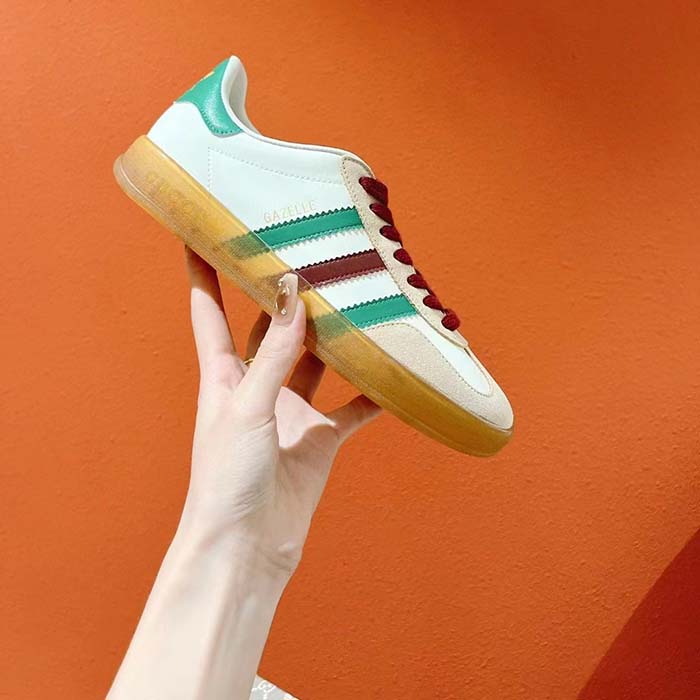G*u*i unisex adidas x G*u*i gazelle sneaker white leather oatmeal suede low heel
