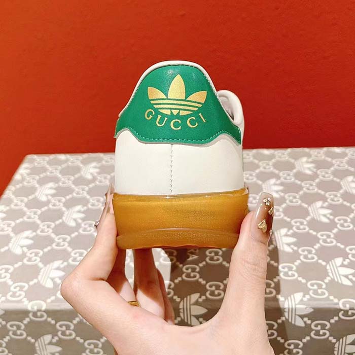 G*u*i unisex adidas x G*u*i gazelle sneaker white leather oatmeal suede low heel