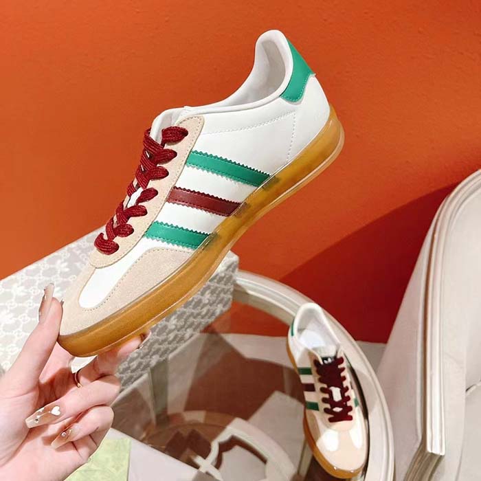 G*u*i unisex adidas x G*u*i gazelle sneaker white leather oatmeal suede low heel