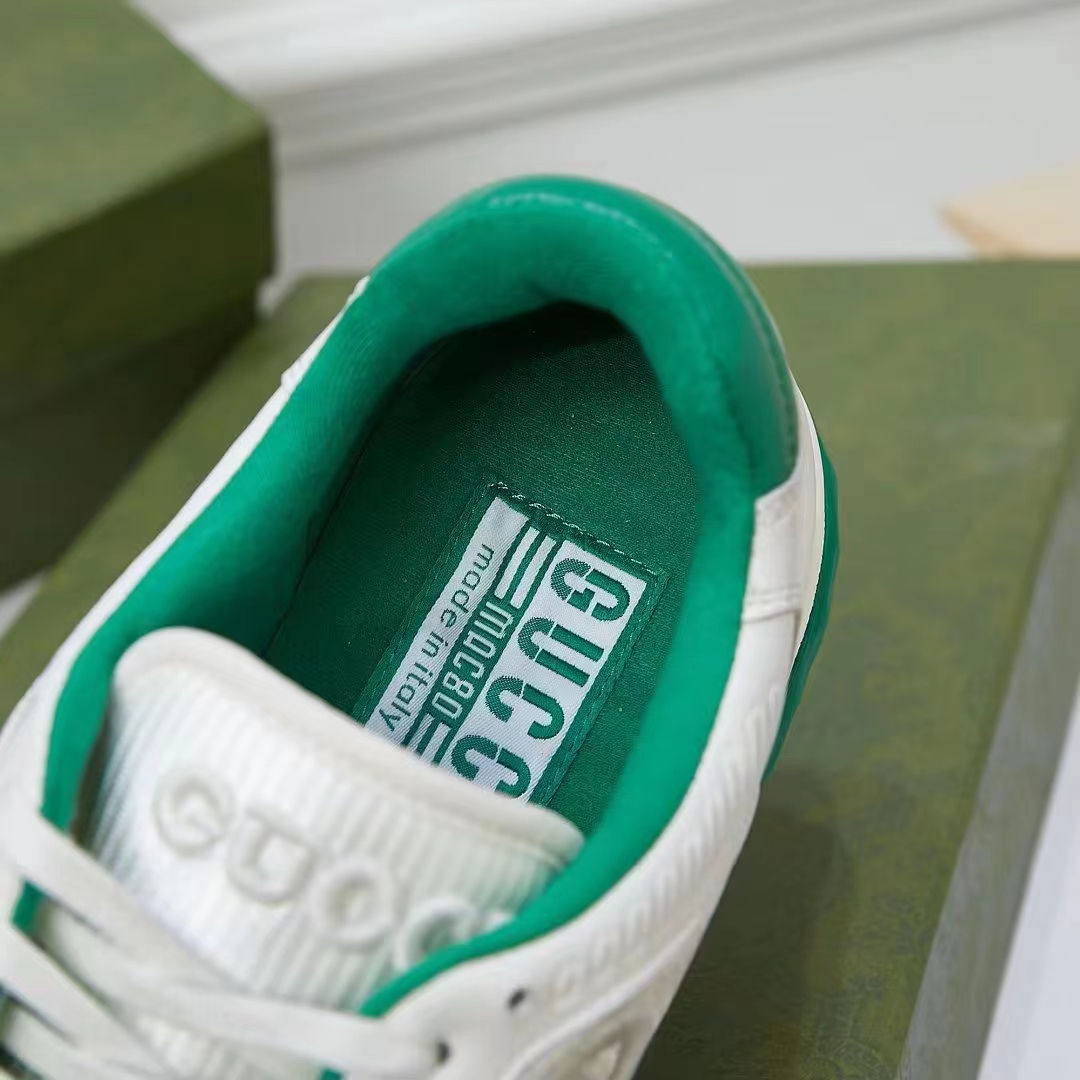 G*u*i unisex gg mac80 sneaker off white green leather round toe rubber flat