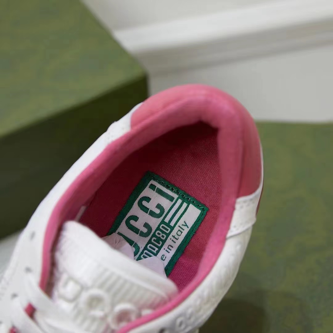 G*u*i unisex gg mac80 sneakers off white pink leather round toe rubber flat